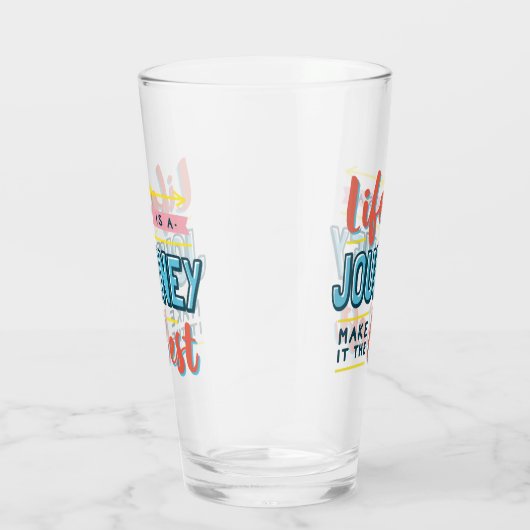 Het leven is een reis quote glas (Rechts)