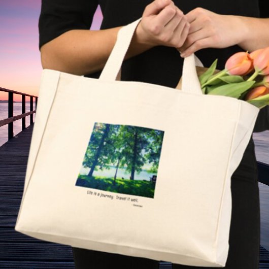 Het leven is een reis-reis het goed. Lake scene Mini Tote Bag
