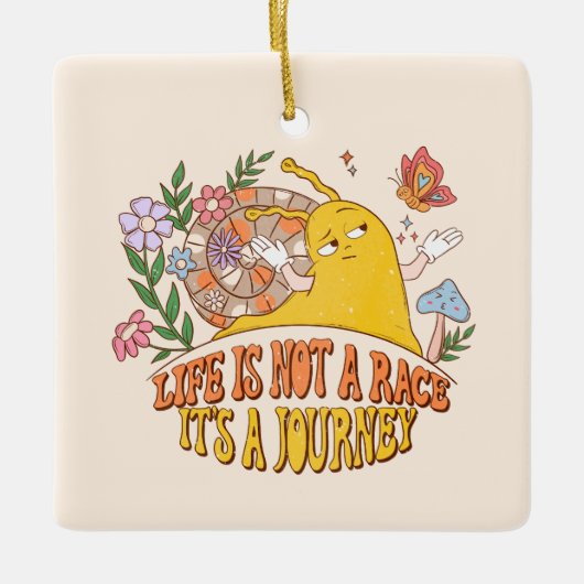 Het leven is een reis - Schattigee slak, paddensto Keramisch Ornament (Voorkant)