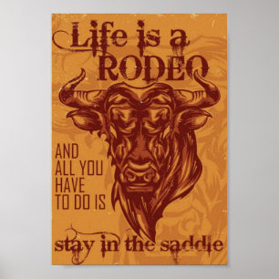 Het leven is een rodeo poster
