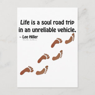 Het leven is een soul roadtrip in een onbetrouwbaa briefkaart