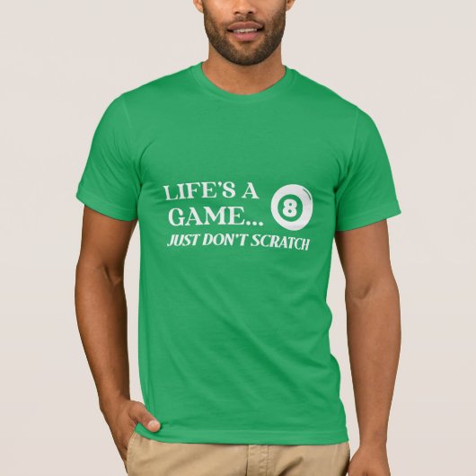 Het leven is een spel... gewoon niet krabben bilja t-shirt (Voorkant)