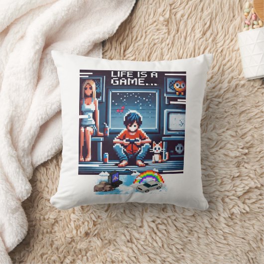 Het leven is een spel.. #Part2 (8bit) (gamer gift) Kussen (Deken)
