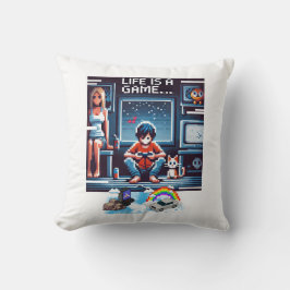 Het leven is een spel.. #Part2 (8bit) (gamer gift) Kussen