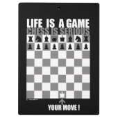 Het leven is een spel, schaken is ernstig klembord (Achterkant)