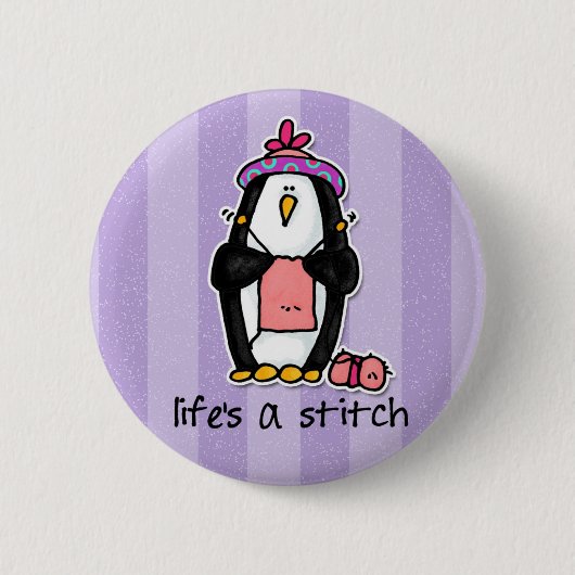 het leven is een steek ronde button 5,7 cm (Voorkant)