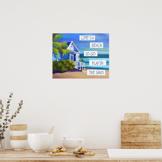 Het leven is een strand | Beach Quote Poster (Keuken)