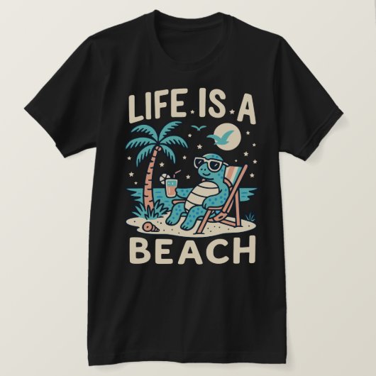 Het leven is een strand chill schildpad - grappig  t-shirt (Design voorkant)