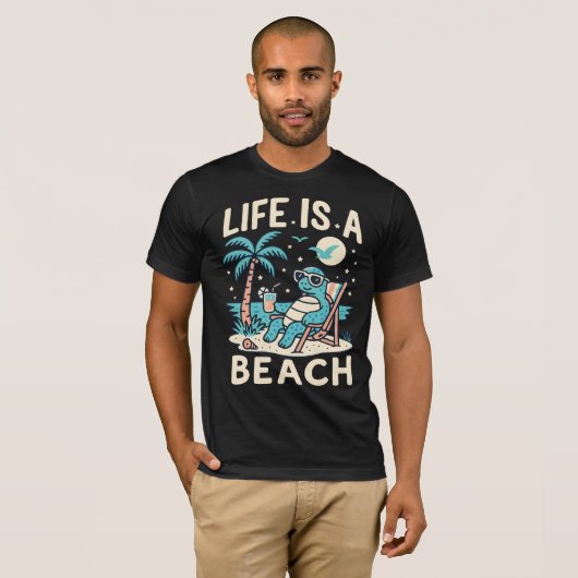 Het leven is een strand chill schildpad - grappig  t-shirt (Voorkant volledig)