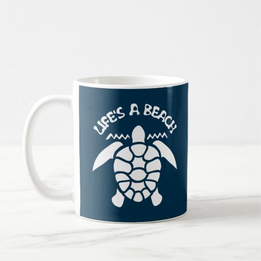 Het leven is een strand Funny Quote - Zee Turtle Koffiemok (Links)
