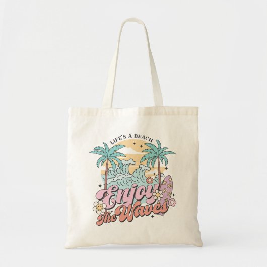 Het leven is een strand geniet van de golven tote bag (Voorkant)