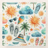 Het leven is een strand glazen onderzetter (Voorkant)