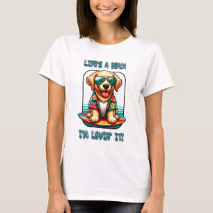 Het Leven is een Strand Ik Hou Ervan Honden surfen T-shirt