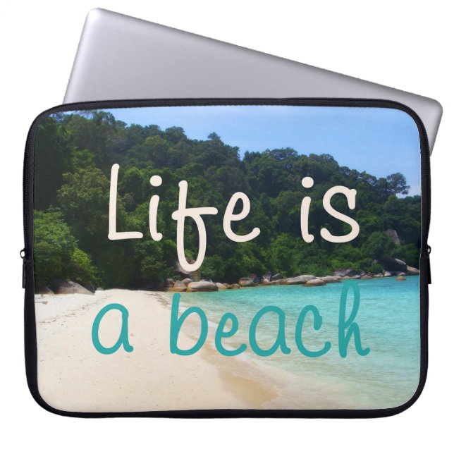 Het leven is een strand laptop sleeve (Voorkant)