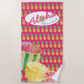 Het leven is een strand! Leuke Tropische Fruit Mon Strandlaken (Voorkant)