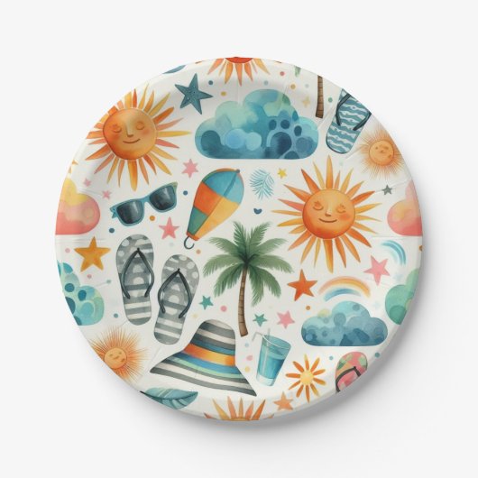 Het leven is een strand papieren bordje (Voorkant)