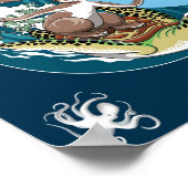 Het leven is een strand - Rabbit en Turtle Surfing Poster (Hoek)