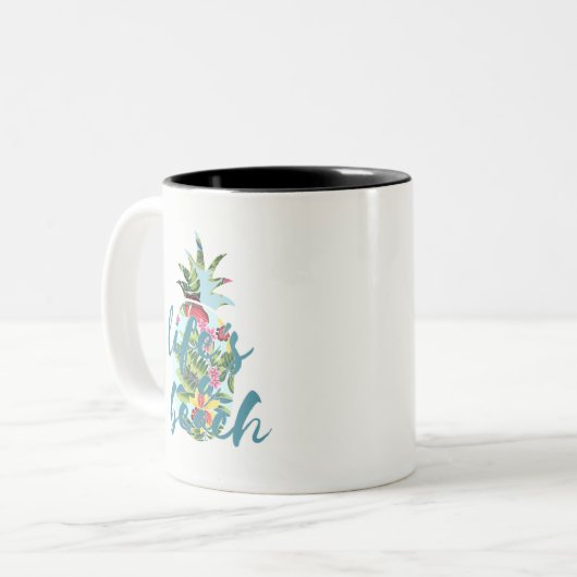 Het leven is een strand tropische ananas Mok (Voorkant links)