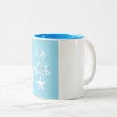 Het leven is een strand tweekleurige koffiemok (Voorkant rechts)