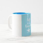 Het leven is een strand tweekleurige koffiemok (Voorkant links)