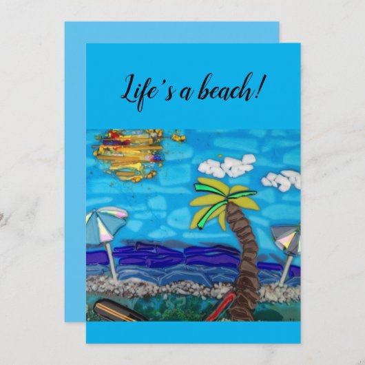 Het leven is een strand (uitnodiging, dank je, bla (Voorkant / Achterkant)