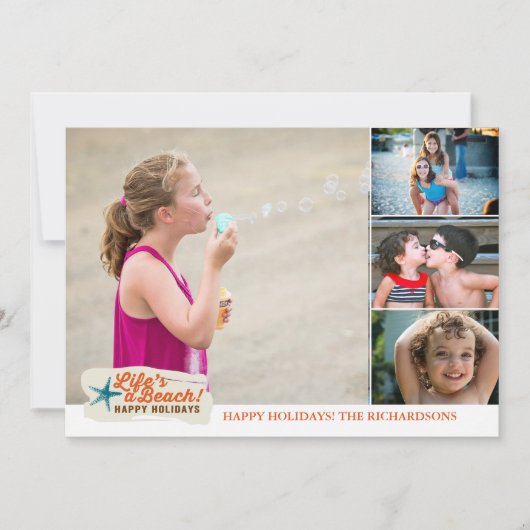 Het leven is een strand! x4 feestdagenkaart (Voorkant)