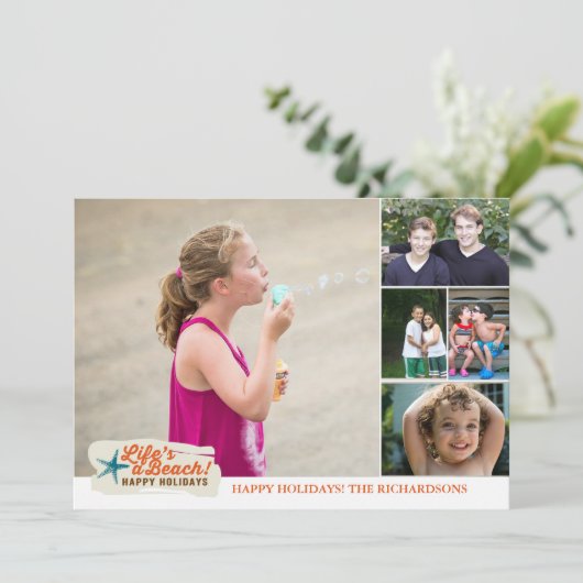 Het leven is een strand! x5 feestdagenkaart (Staand voorkant)