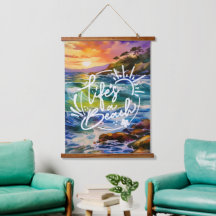 Het leven is een strandcitaat over waterverf kunst