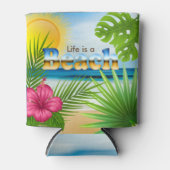 Het leven is een strandontwerp blikjeskoeler (Voorkant)