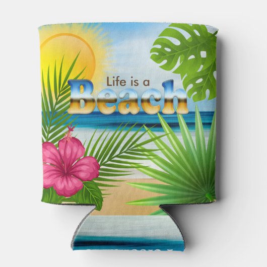 Het leven is een strandontwerp blikjeskoeler (Achterkant)