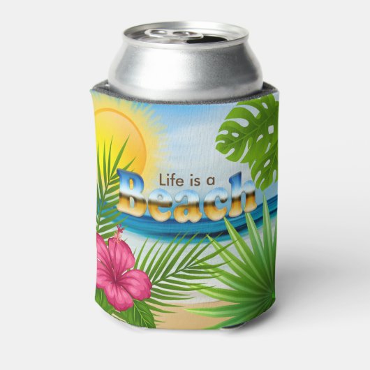 Het leven is een strandontwerp blikjeskoeler (Blikje Achterkant)