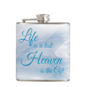 Het leven is een testhemel. heupfles (Voorkant)