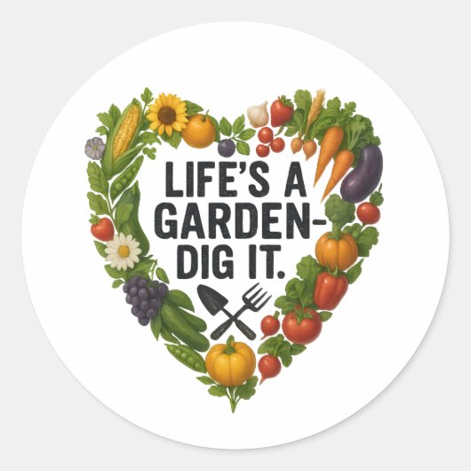 Het leven is een tuin ronde sticker (Voorkant)