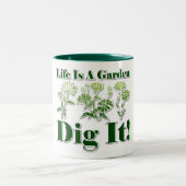 Het leven is een tuin tweekleurige koffiemok (Center)