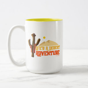 Het leven is een woestijn avontuur tweekleurige koffiemok