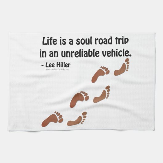 Het leven is een zieltochtje in een onbetrouwbaar  theedoek (Horizontaal)