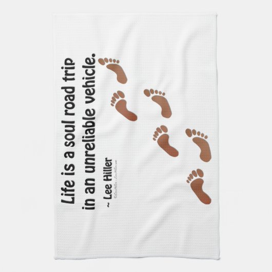 Het leven is een zieltochtje in een onbetrouwbaar  theedoek (Verticaal)