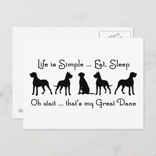 Het leven is eenvoudig Eet Slaap Geweldige Deen Ho Briefkaart (Voorkant / Achterkant)