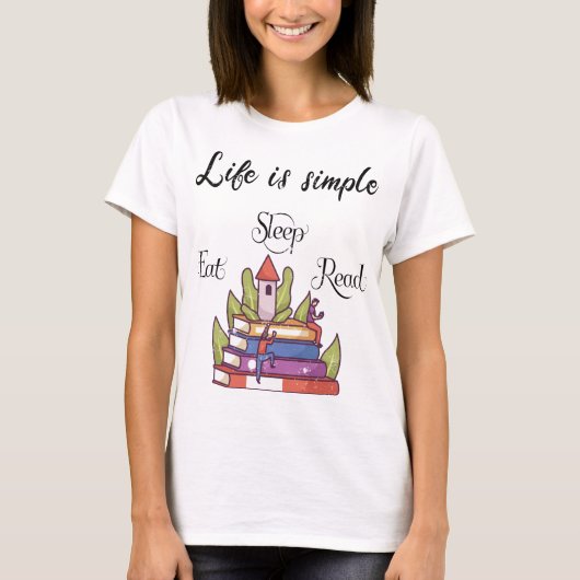 het leven is eenvoudig te lezen t-shirt (Voorkant)