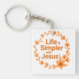 Het leven is eenvoudiger met Jezus acrylen sleutel Sleutelhanger
