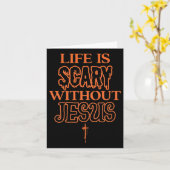Het leven is eng zonder Jesus Christelijk Hallowee Kaart (Gele Bloem)