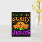 Het leven is eng zonder Jesus Christelijk Hallowee Kaart (Gele Bloem)