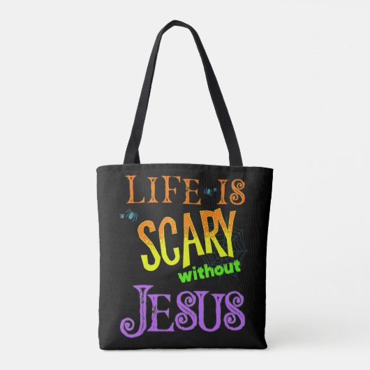 Het leven is eng zonder Jezus Christelijke Hallowe Tote Bag (Achterkant)