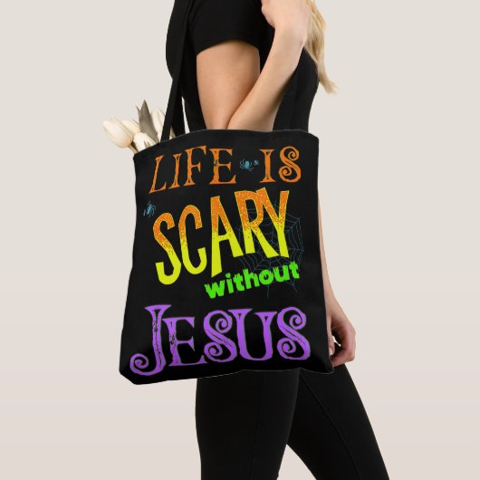 Het leven is eng zonder Jezus Christelijke Hallowe Tote Bag (Dichtbij)