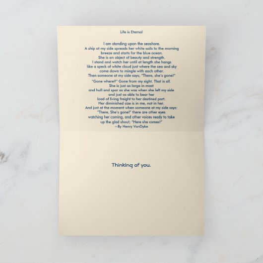 Het leven is eternal: Poem Inside bereavement Kaart (Binnen)