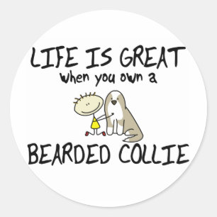 Het leven is fantastische collie-stickers (Fawn) Ronde Sticker
