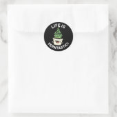 Het leven is Ferntastic Funny Fern Plant Pun Dark  Ronde Sticker (Tas)