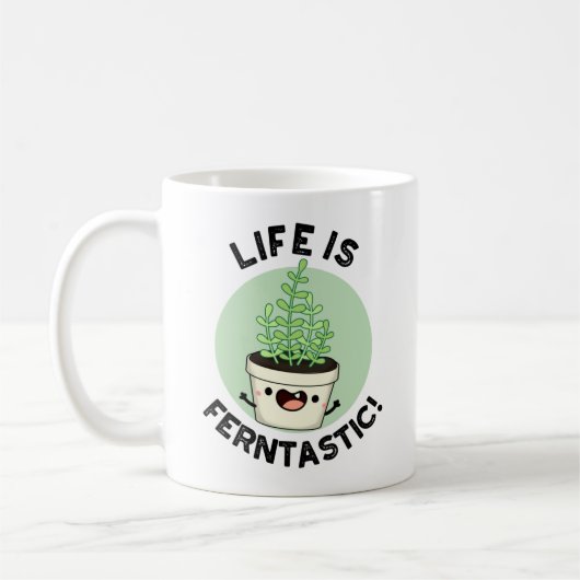 Het leven is Ferntastic Funny Fern Plant Pun Koffiemok (Links)