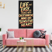 Het leven is geen gemakkelijk canvas voor overdenk afdruk (Insitu (Woonkamer))