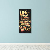 Het leven is geen gemakkelijk canvas voor overdenk afdruk (Insitu (Houten vloer))